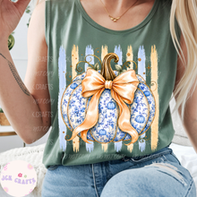 Load image into Gallery viewer, Pumpkin Bow | Gold &amp; Blue
