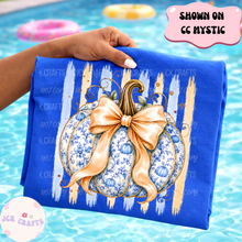 Load image into Gallery viewer, Pumpkin Bow | Gold &amp; Blue
